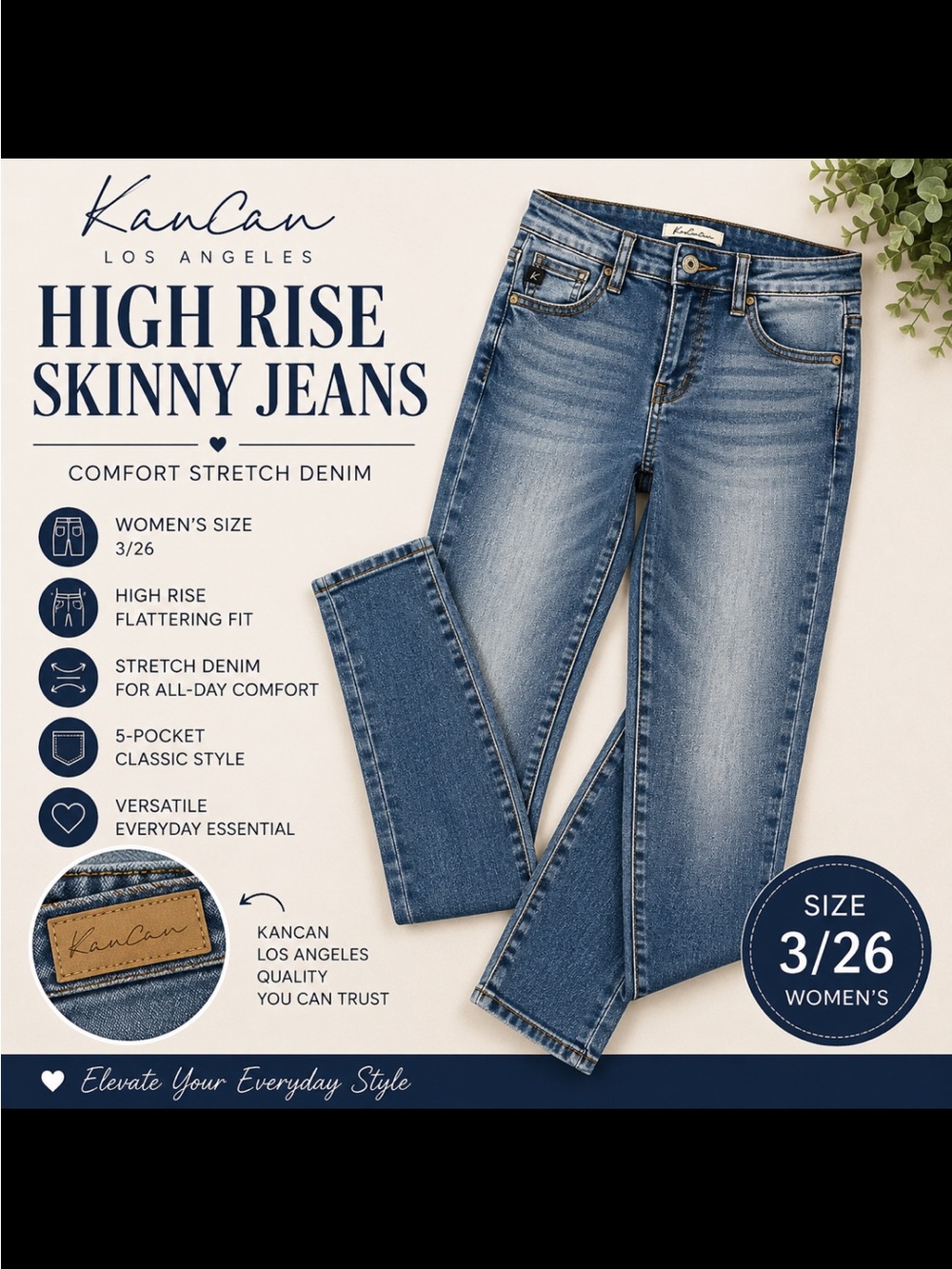 KanCan High Rise Skinny Jeans - Medium Wash Blue